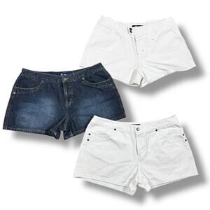 SO Y2K Denim Cutoff Shorts Lot of 3 Size 11 White & Dark Wash Vintage 2000s